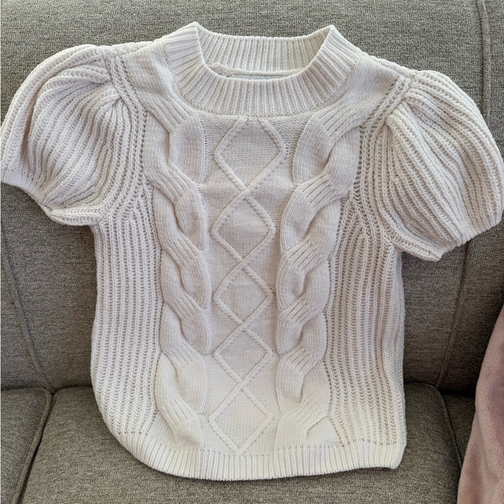 💕Rachel Zoe Cream Cable Knit Crew Neck Sweater